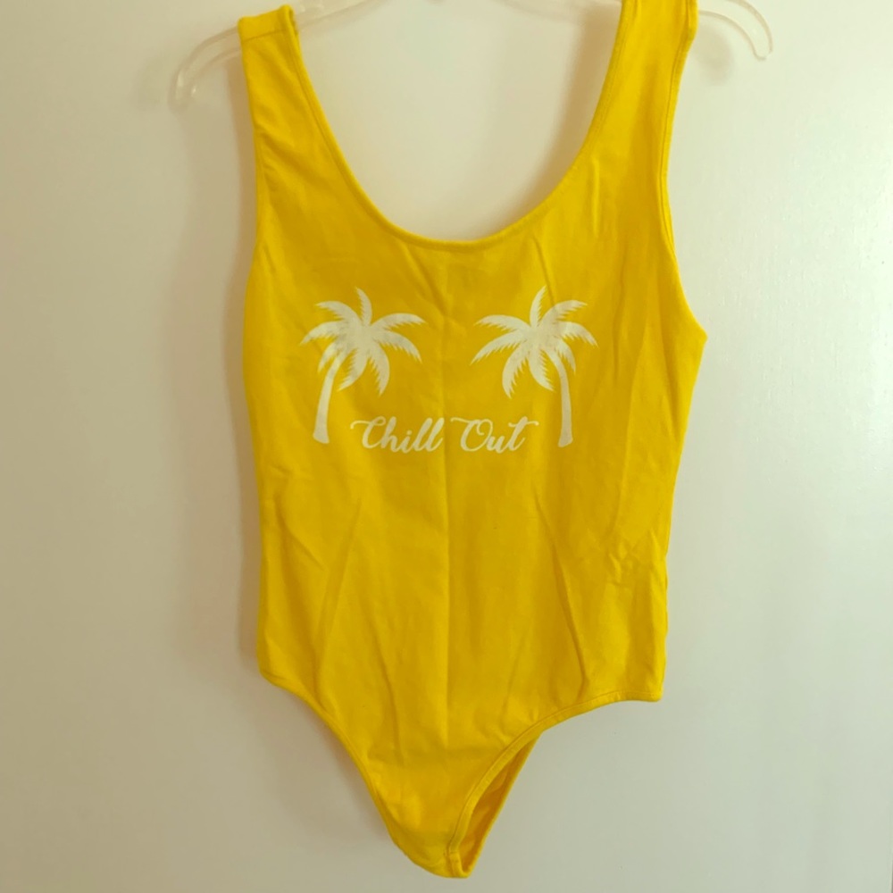 Yellow “chill out” Fashion Nova bodysuit